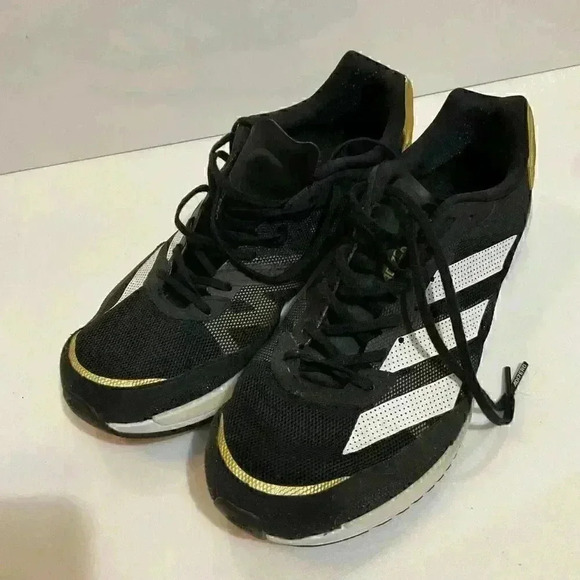 Size 9.5 - adidas Adizero Adios 6 Black Gold Metallic W - Picture 1 of 8